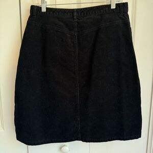 Vintage Eddie Bauer Corduroy Pencil Skirt Size 8 Black Pockets High Waist Slit